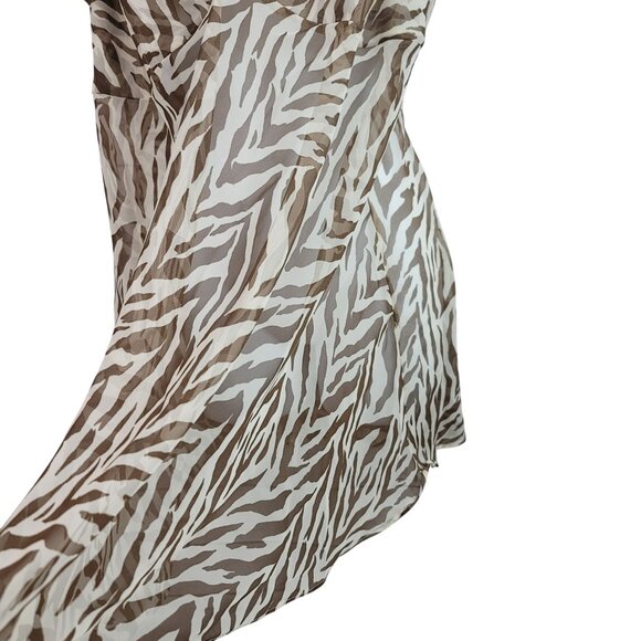 Cacique Nightie Chemise Brown SZ 22 24 Sheer Lingerie Satin Adj Strap Animal Pri - Picture 4 of 7